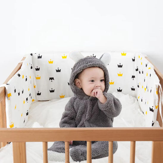 bebe berceau tour de lit bebe motif couronne jaune noir