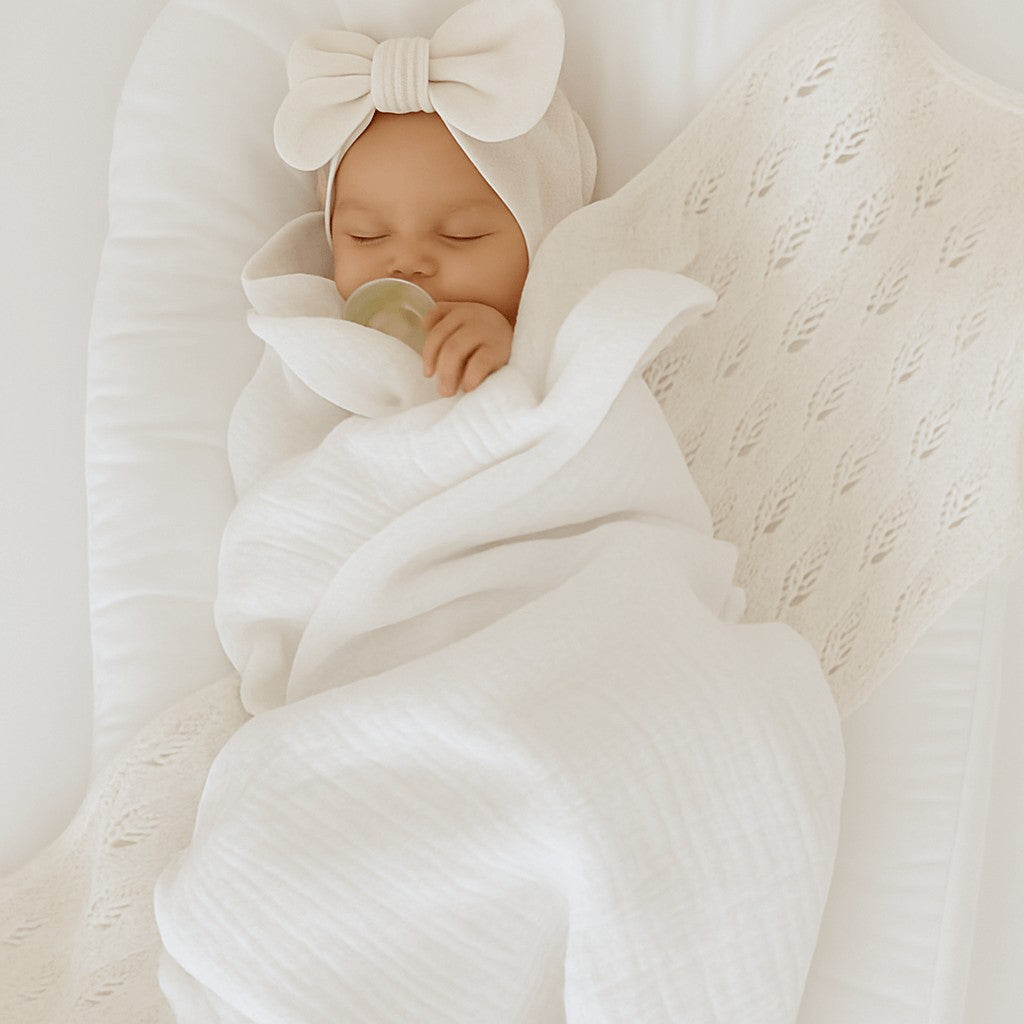 bebe emmaillote couverture bebe coton mousseline_blanc