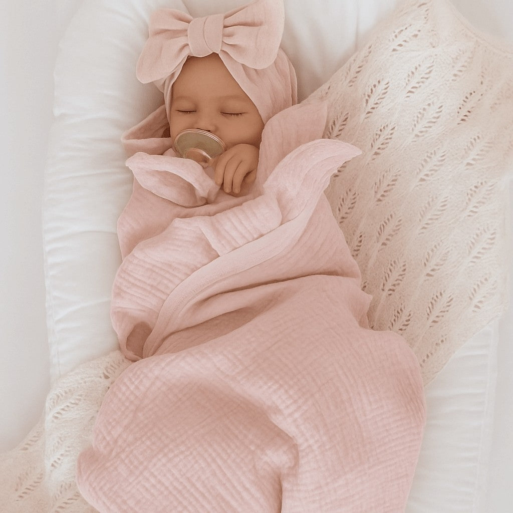 couverture bebe mousseline rose coton biologique rose