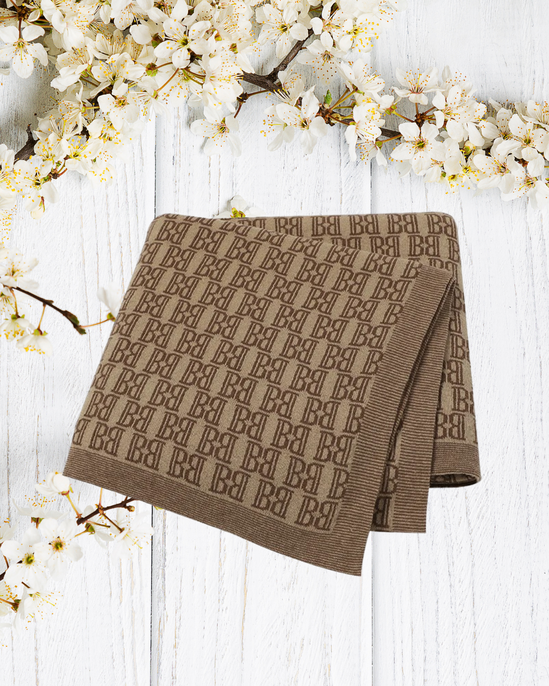 couverture bebe tricot coton marron