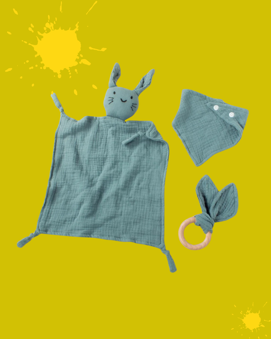 doudou bebe pur coton mousseline chat bleu