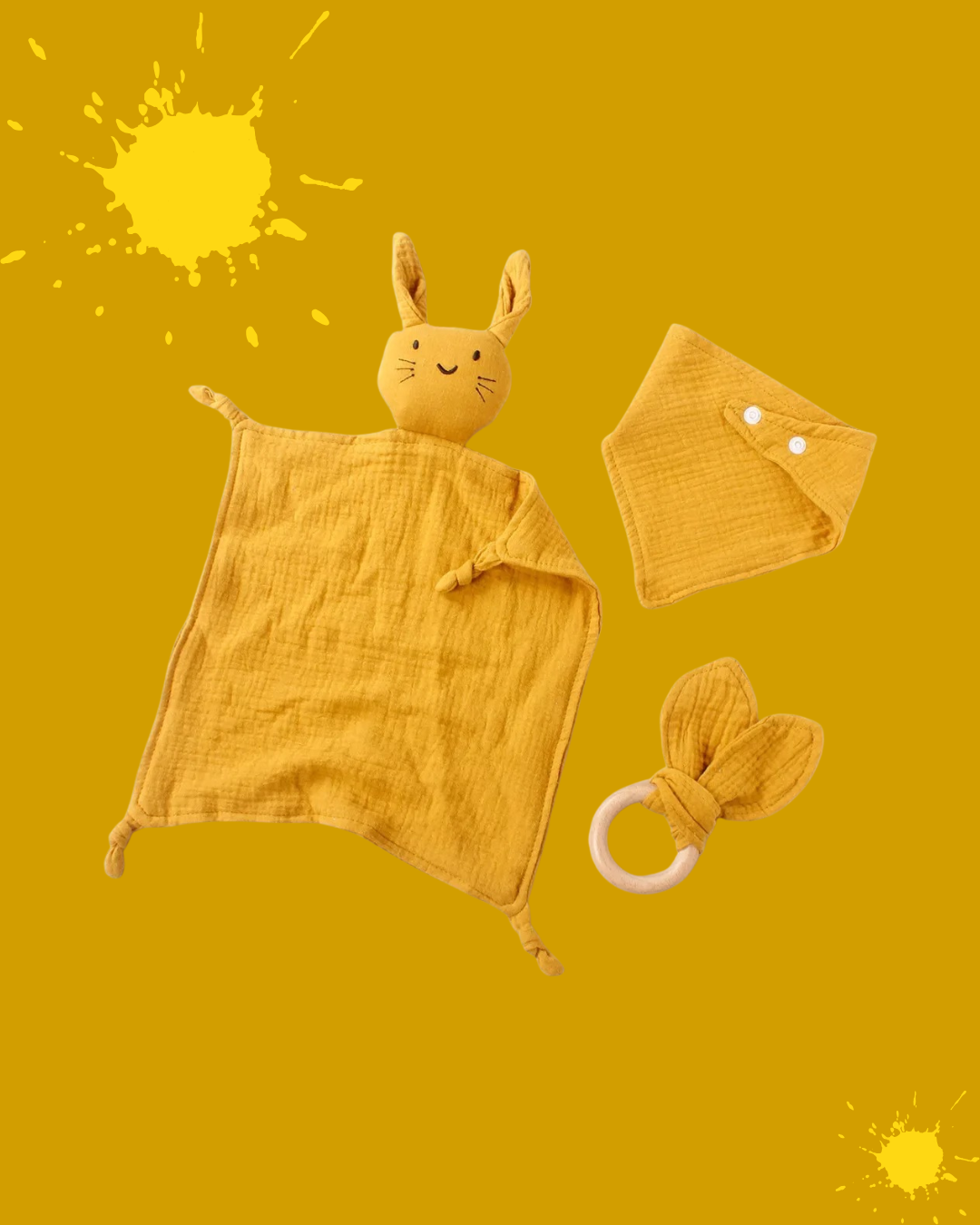 doudou bebe pur coton mousseline chat jaune
