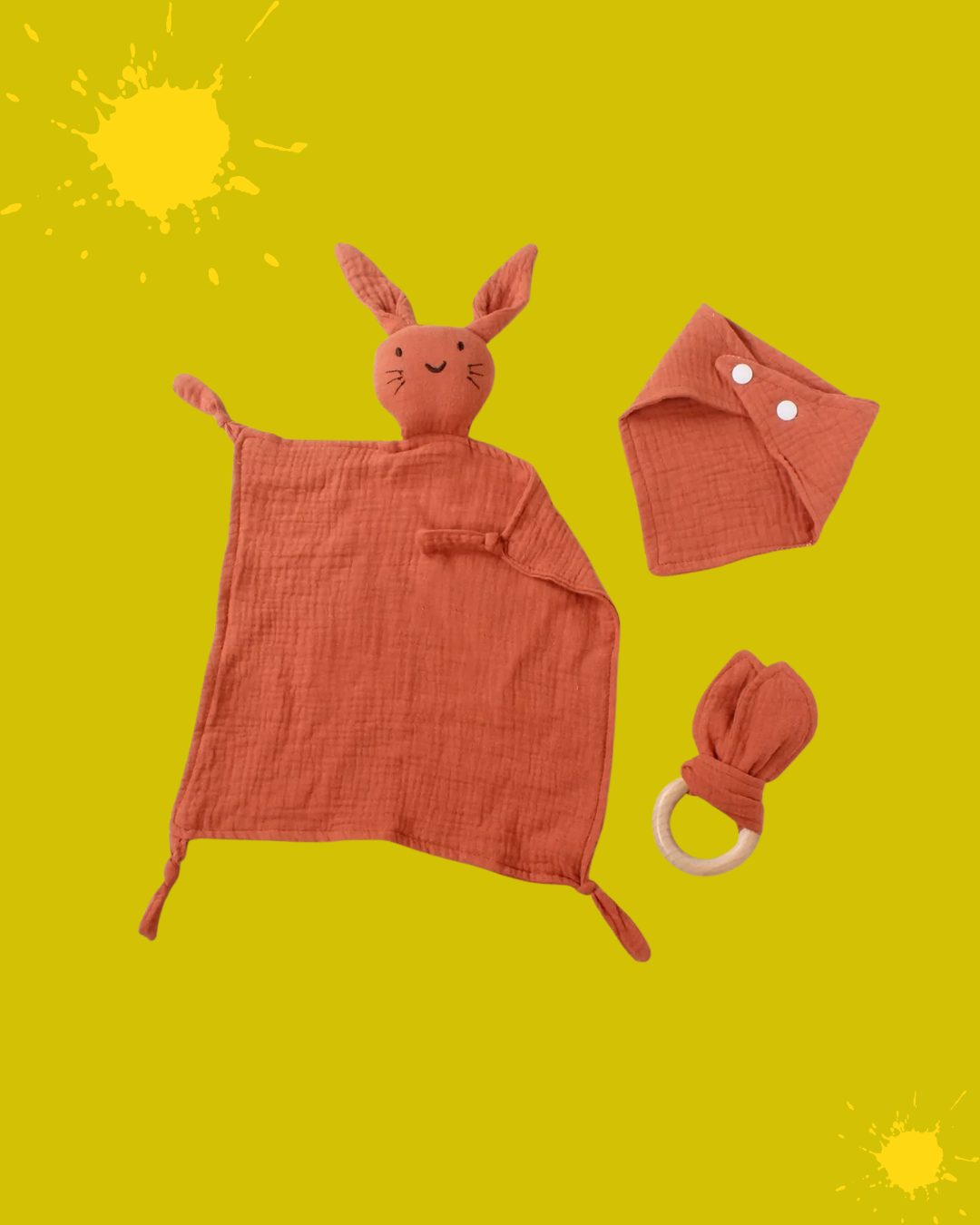 doudou bebe pur coton mousseline chat orange