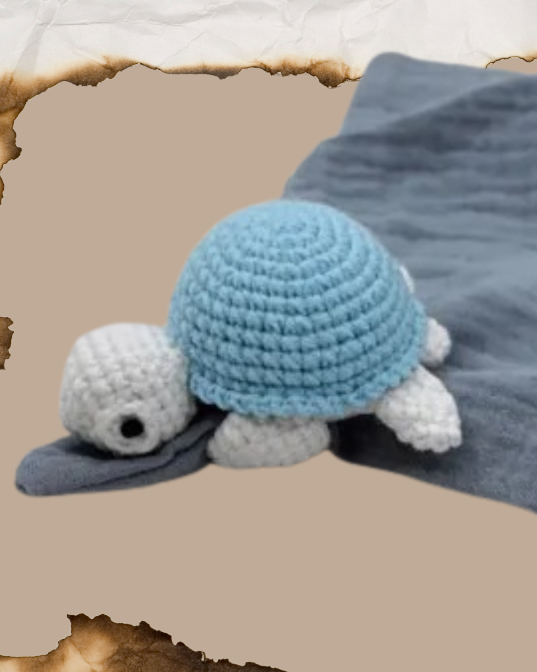 doudou bebe tortue tricot clochette coton mousseline carapace bleu
