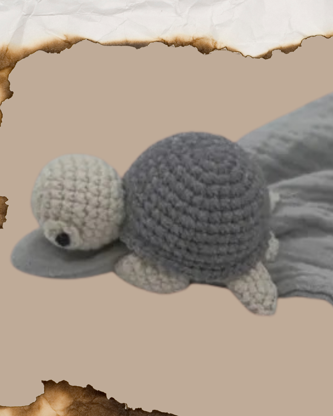 doudou bebe tortue tricot clochette coton mousseline carapace gris