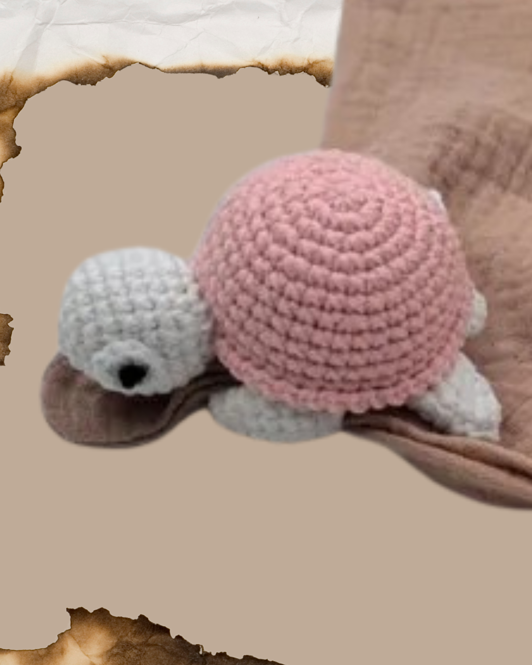 doudou bebe tortue tricot clochette coton mousseline carapace rose