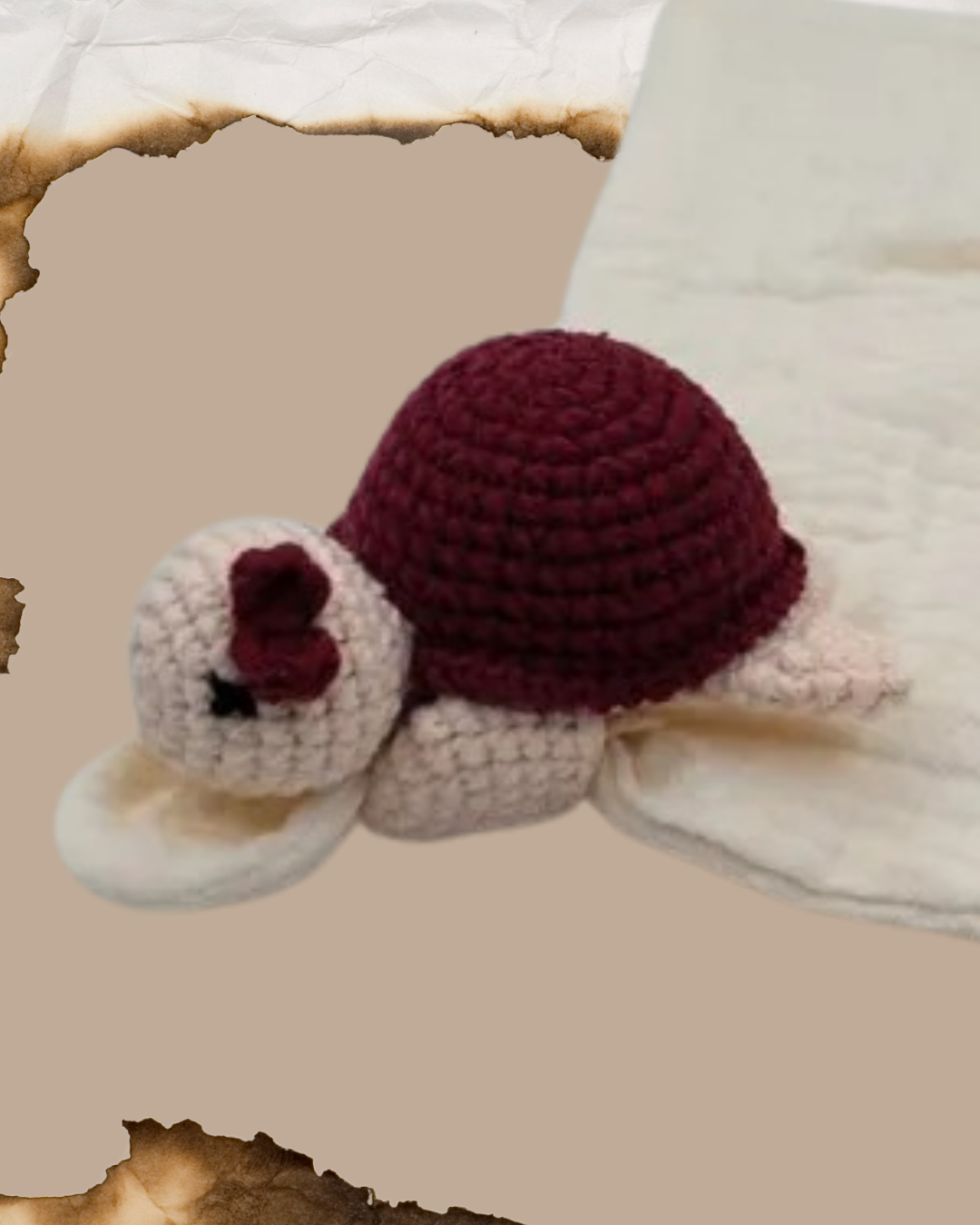 doudou bebetortue tricot clochette coton mousseline carapace rouge