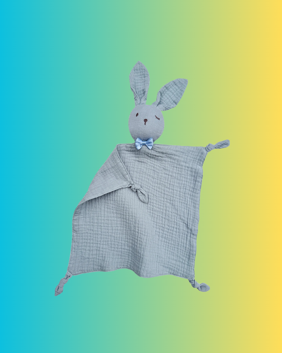 doudou lapin coton mousseline bleu ciel