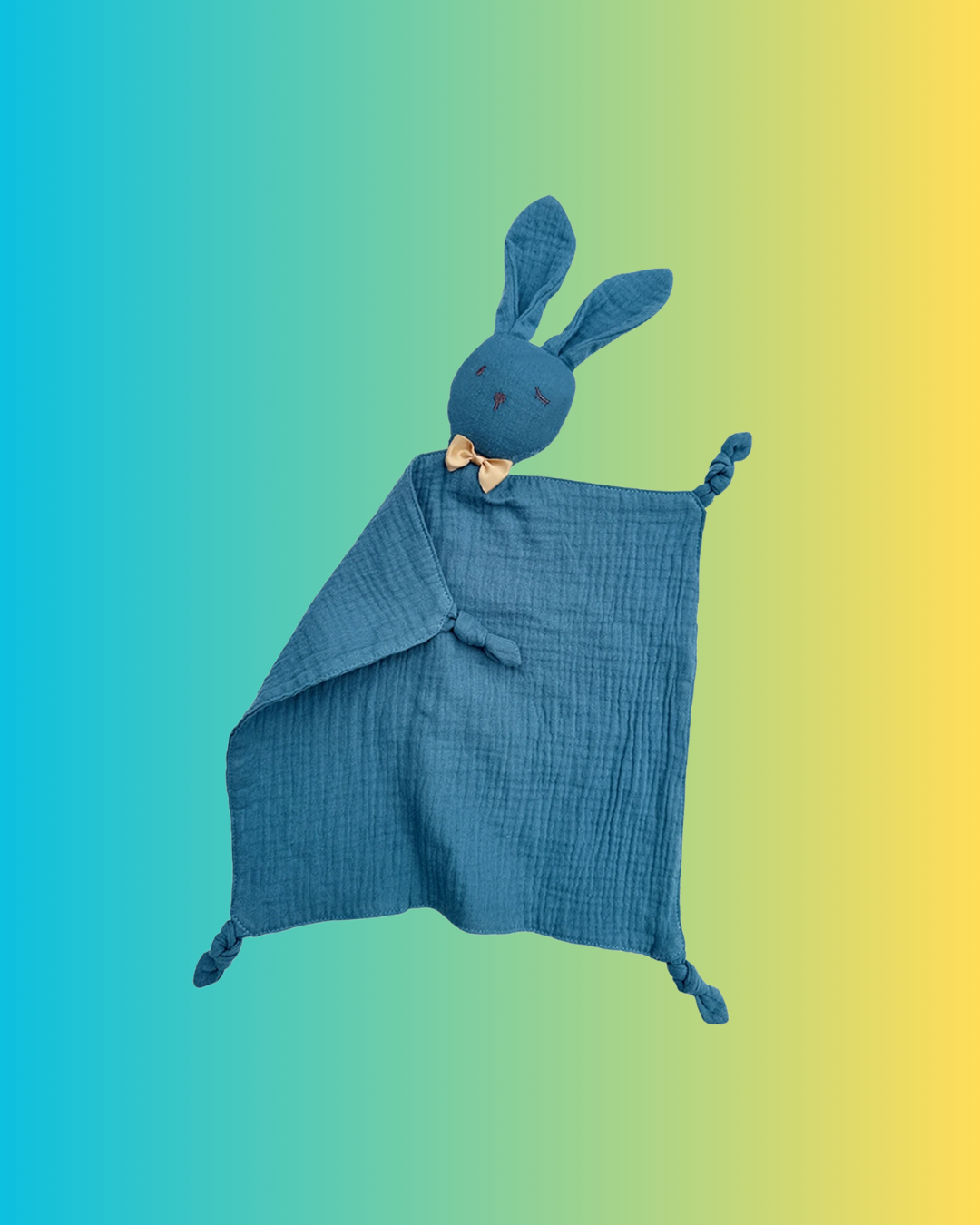 doudou lapin coton mousseline bleu marin