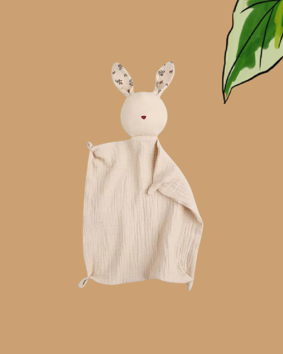 doudou lapin coton mousseline oreille naturelle rose or