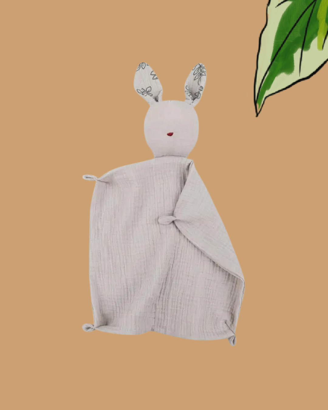 doudou lapin coton mousseline oreille naturelle violet