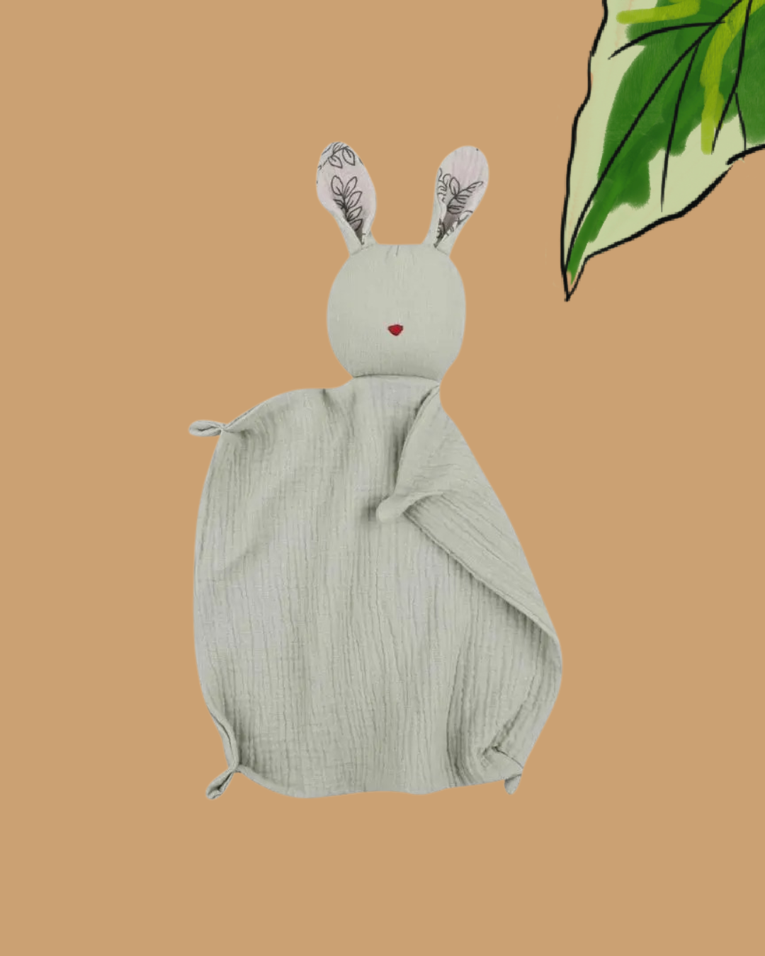 doudou lapin coton oreille nature gris