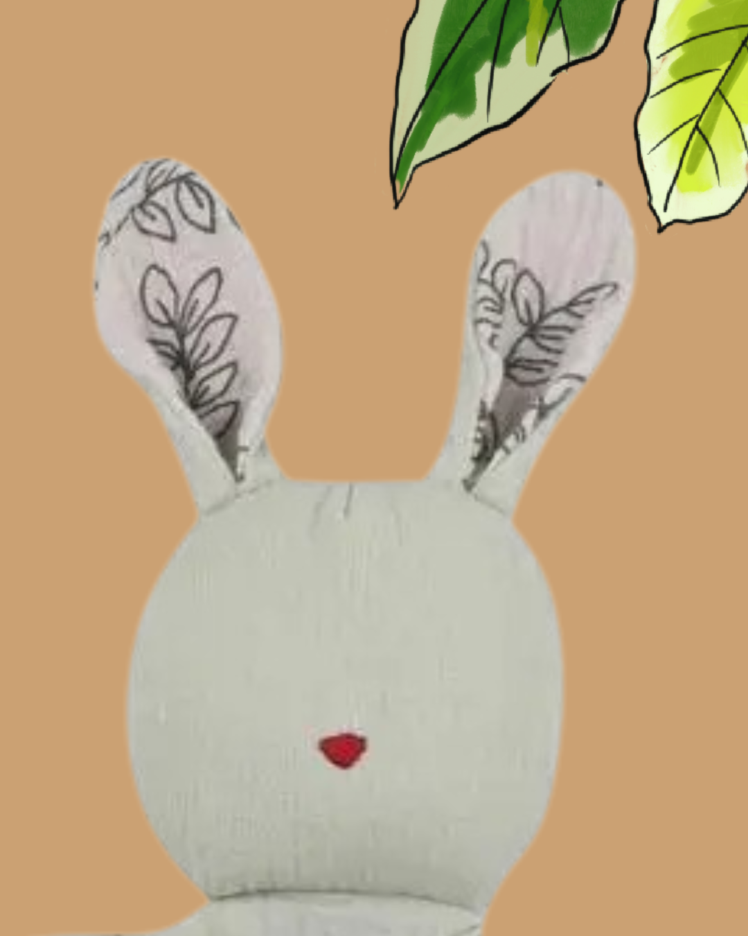 doudou lapin mousseline coton oreille nature