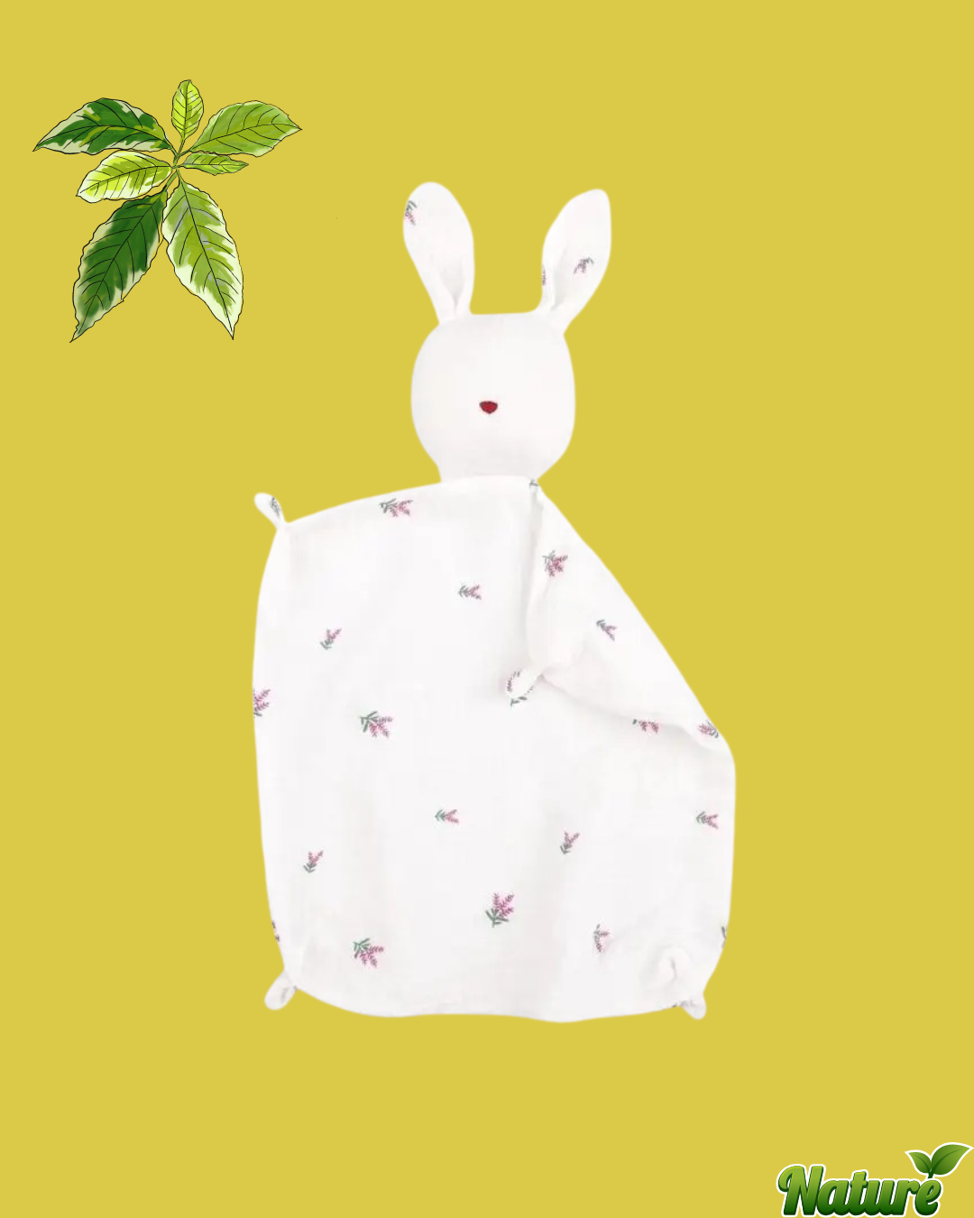 doudou lapin mousseline coton spongieux blanc
