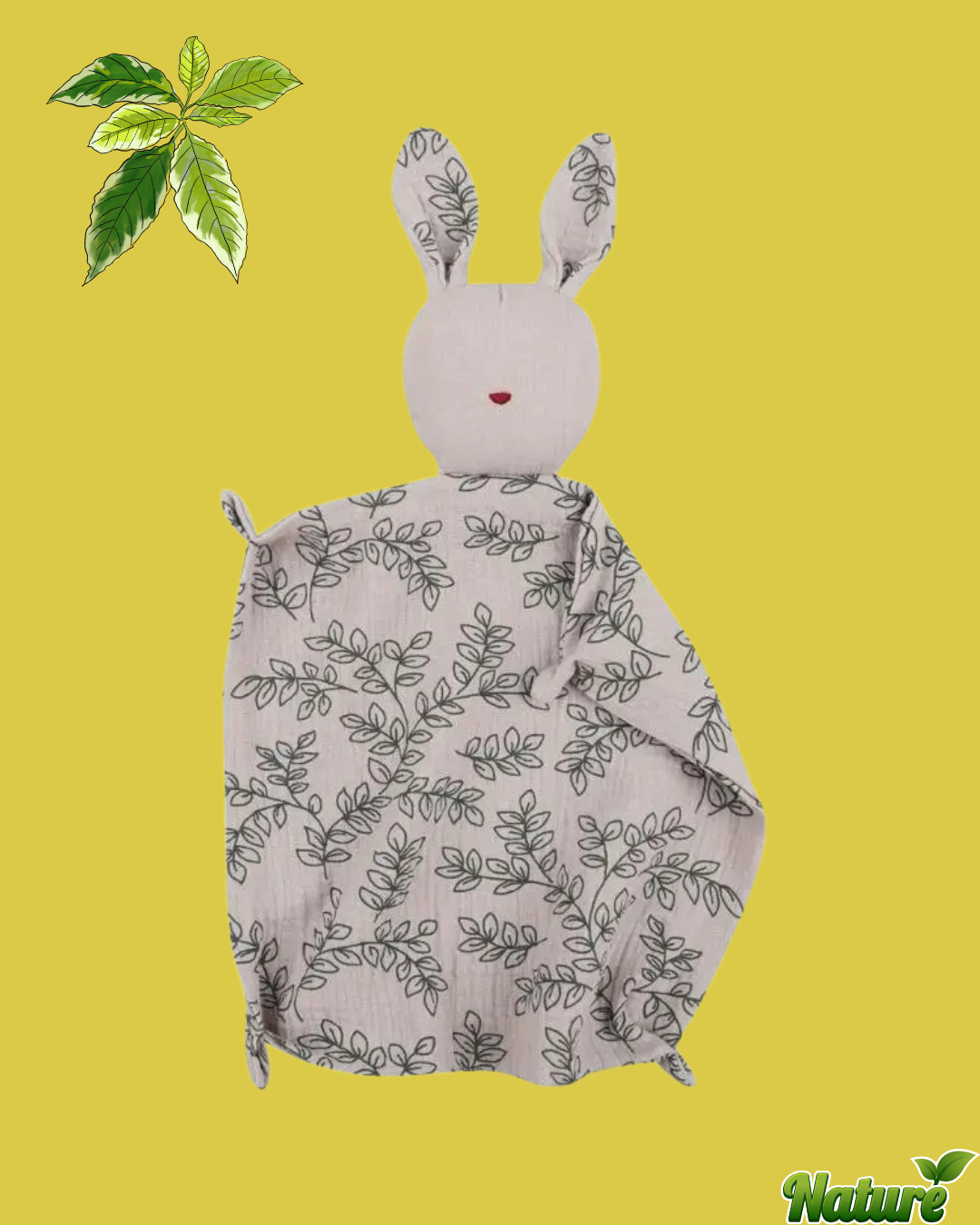 doudou lapin mousseline coton spongieux gris