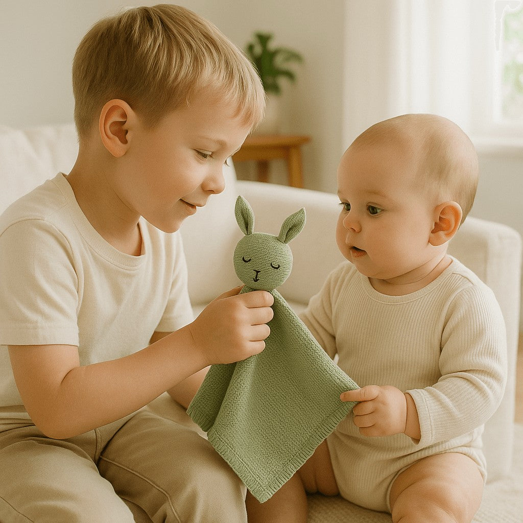 frere donne doudou bebe gaze coton repos rassurant bebe