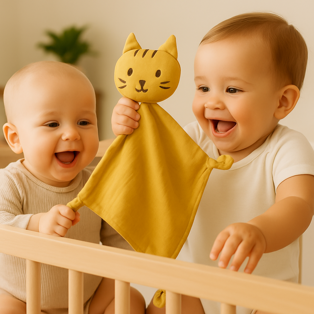 jumeaux amusent doudou bebe chat