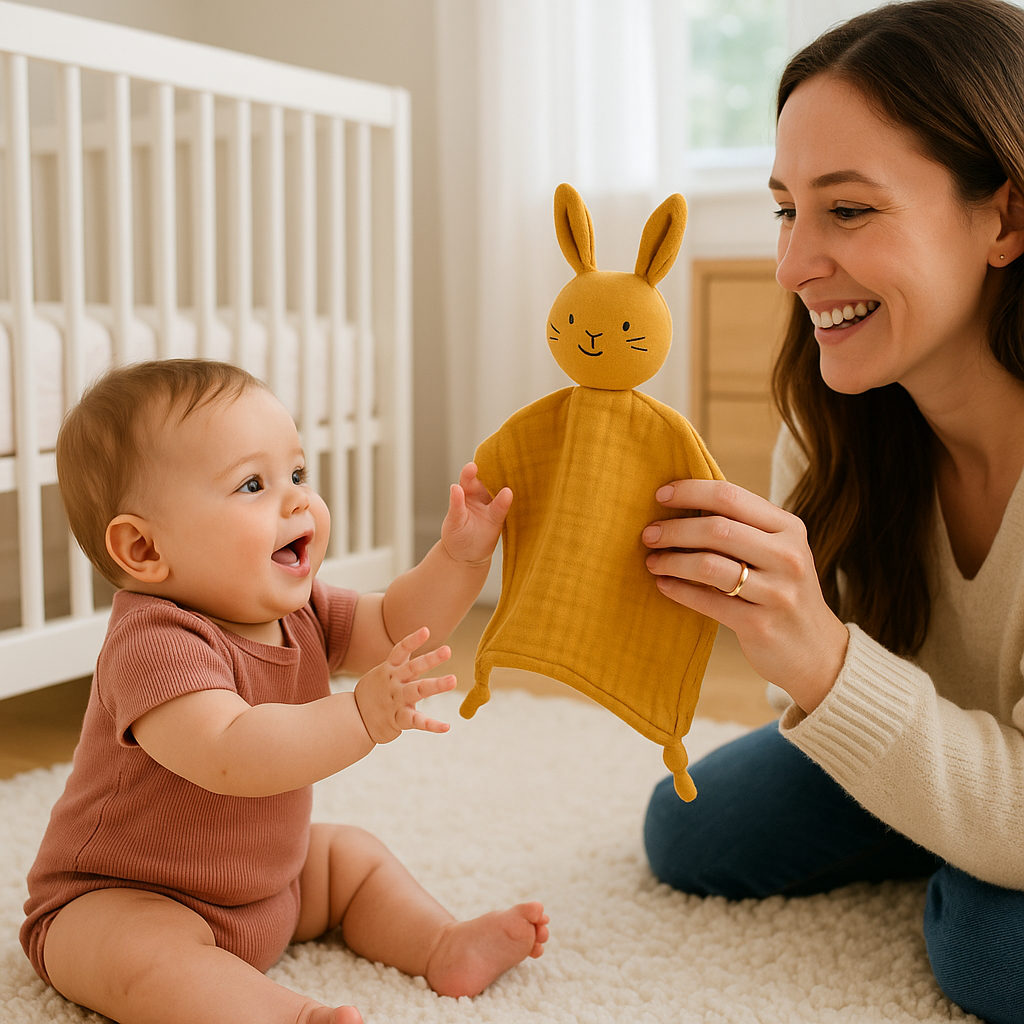 maman presente bebe doudou bebebe coton mousseline chat