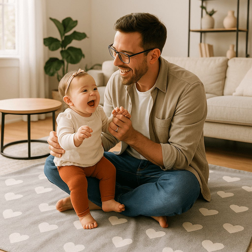 papa amuse bebe fille couverture bebe tricot gris