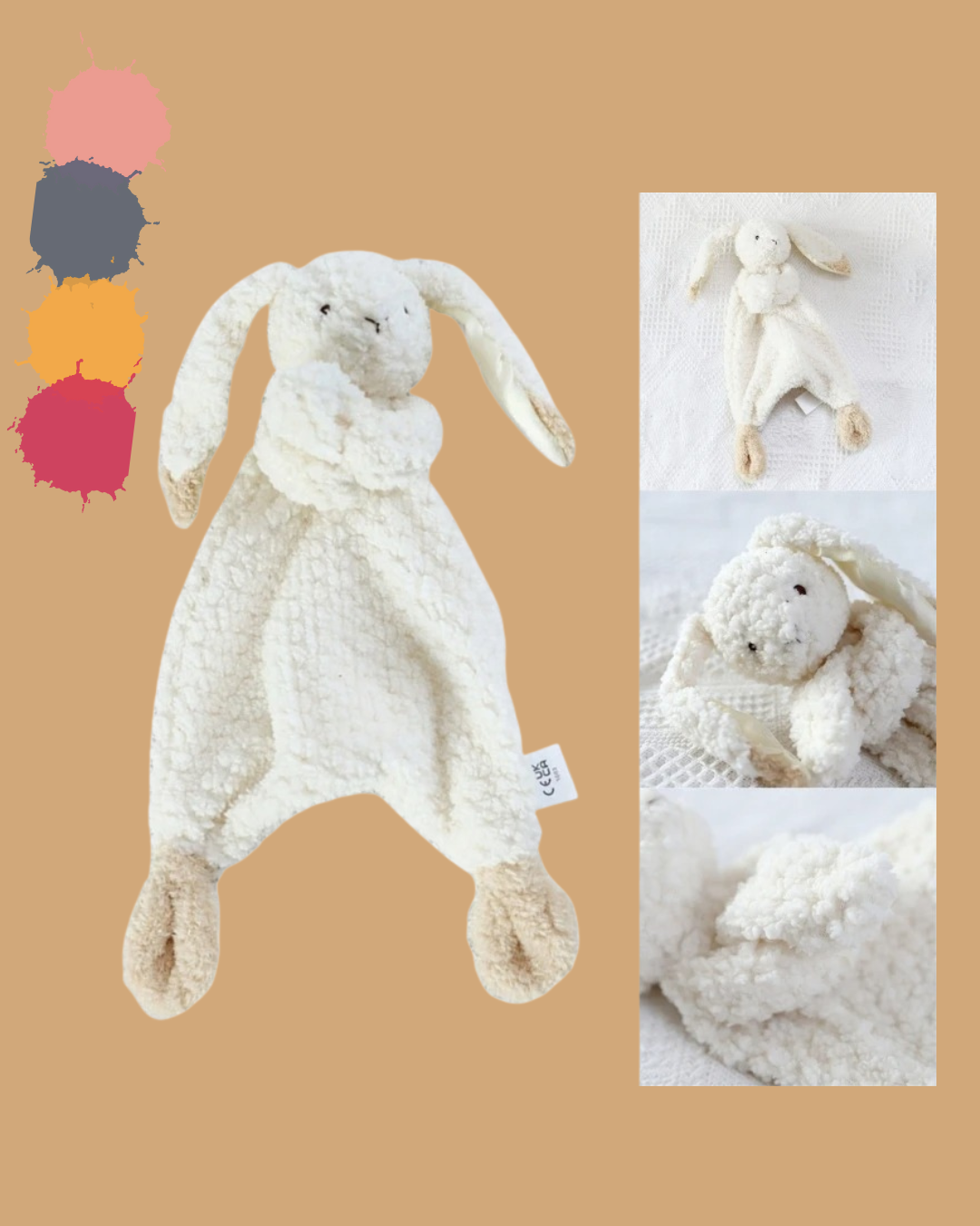 peluche bebe avec oreille marron blanc