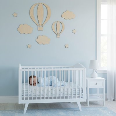 Stickers muraux chambre decor bleu bebe endormi profondement