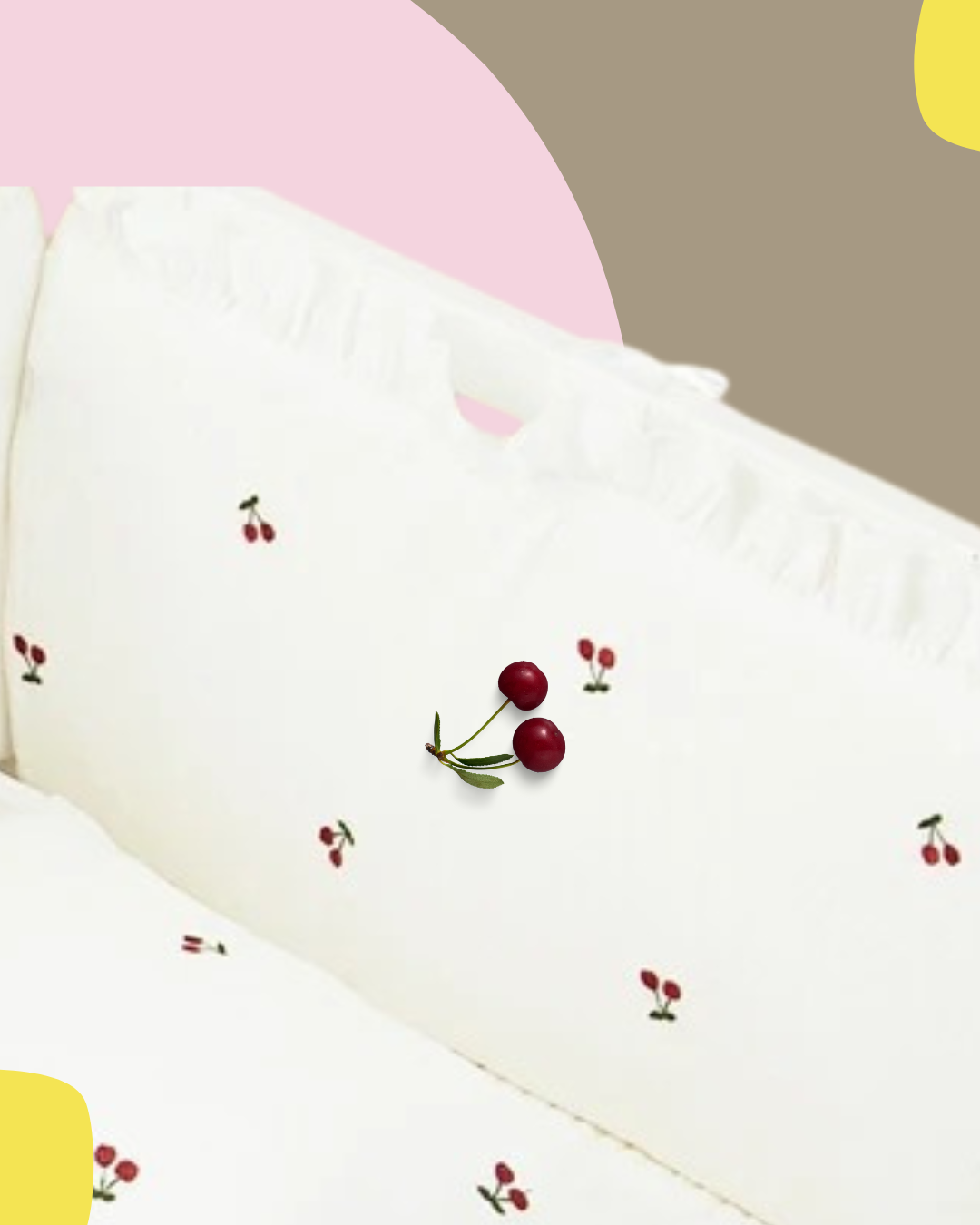 tourde lit bebe bordures plissee cerises