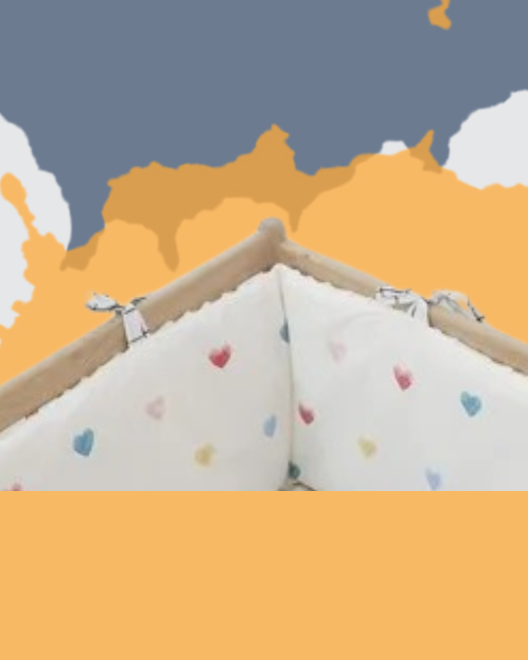 tour de lit bebe coeurs sangles attaches