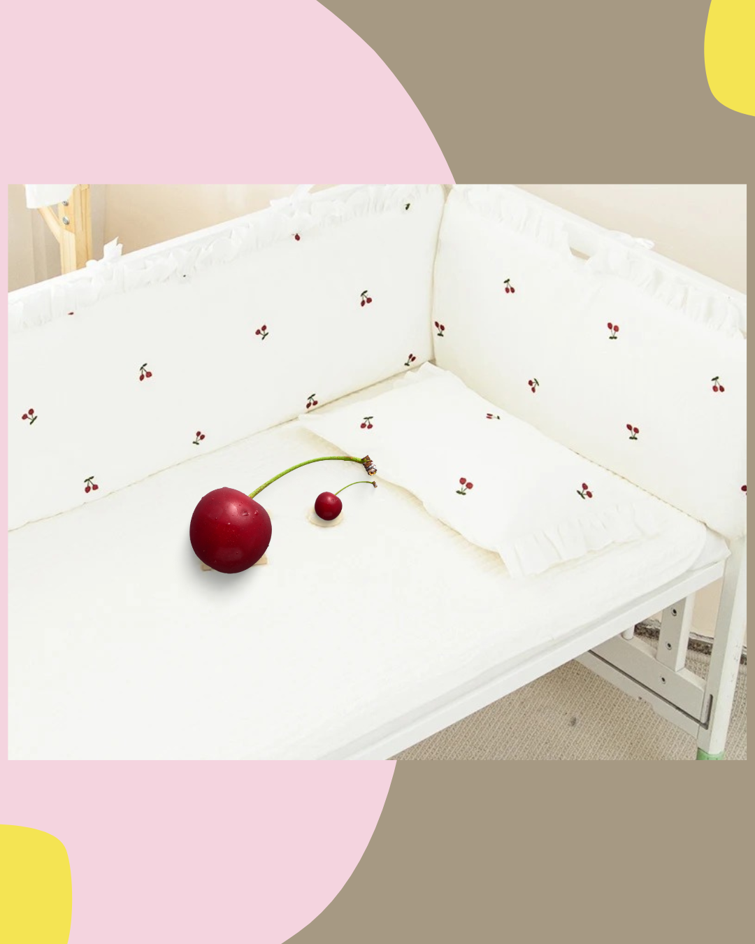 tour de lit bebe design cerises berceau