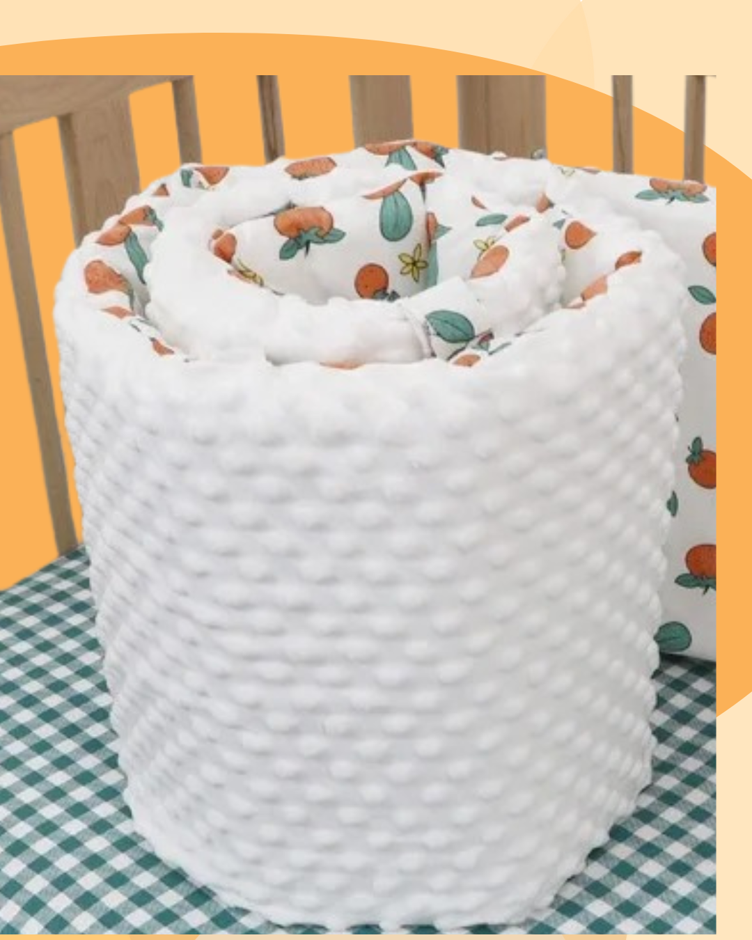 tour de lit bebe double face motif oranges