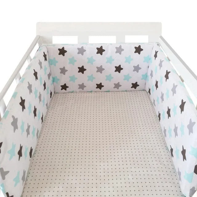 tour de lit bebe etoile bleu gris noir