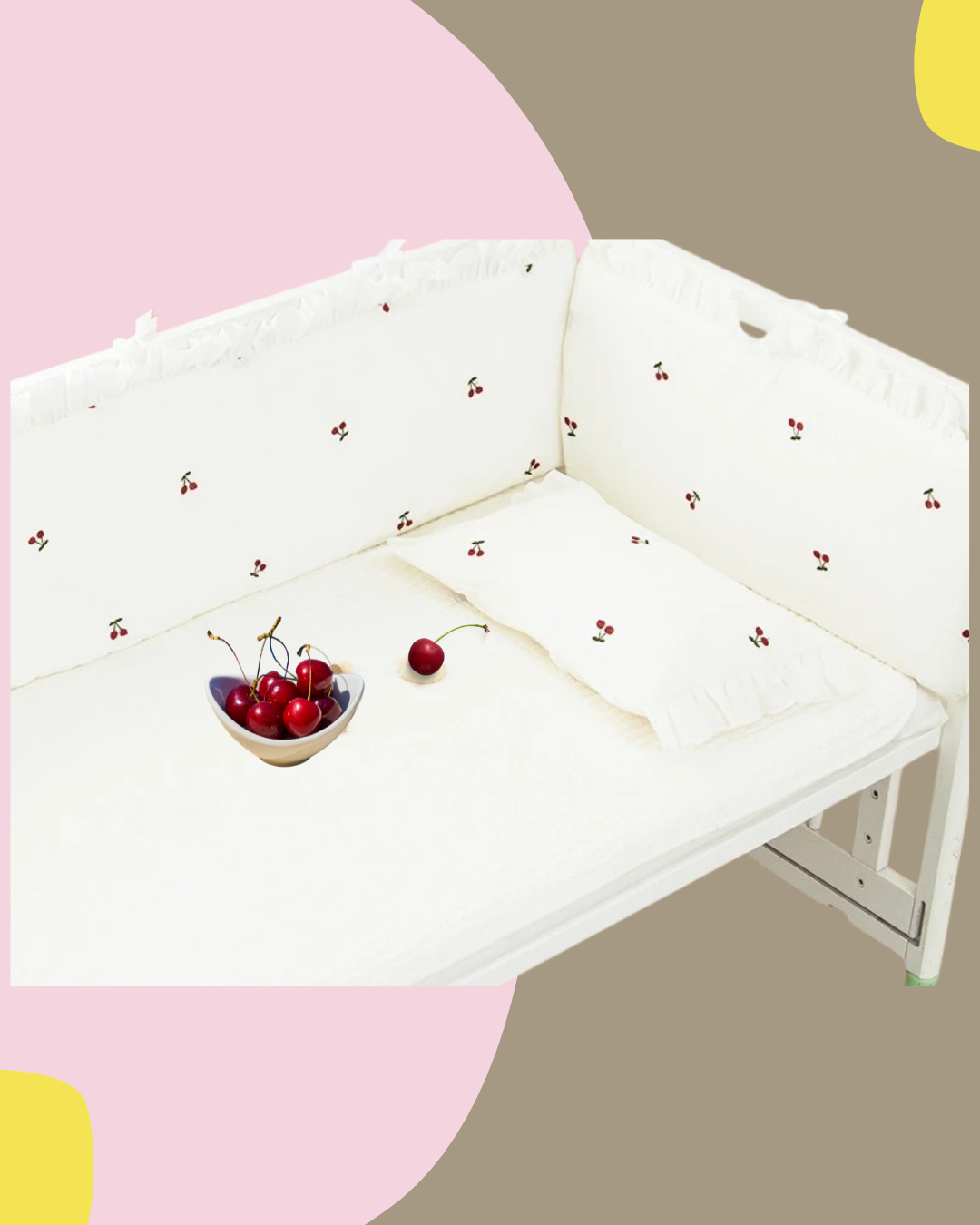 tour de lit bebe motif cerises