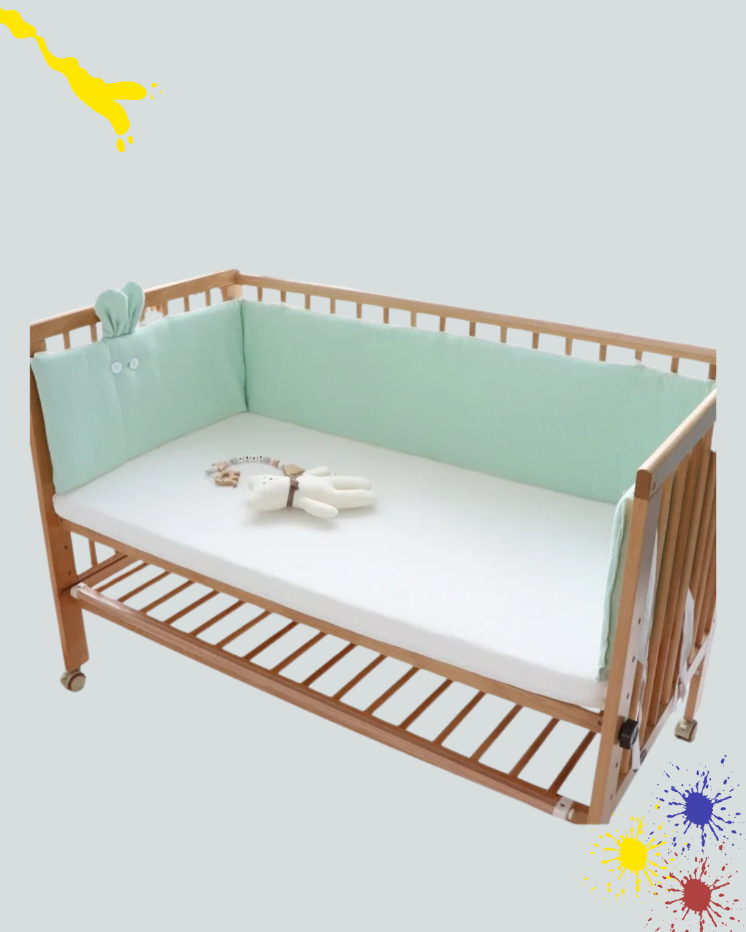 tour de lit bebe vert berceau