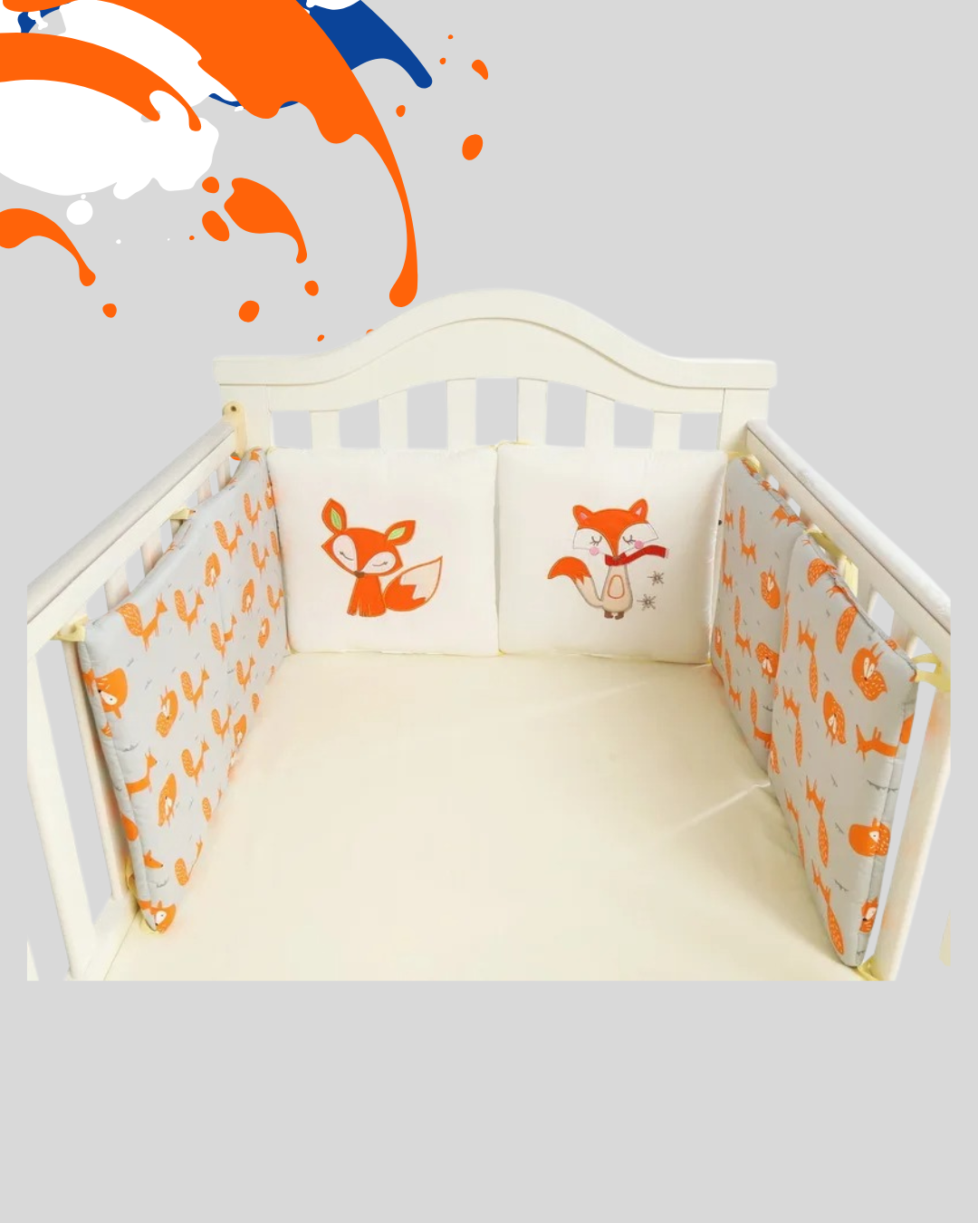tour de lit cent pour cent coton renard berceau face