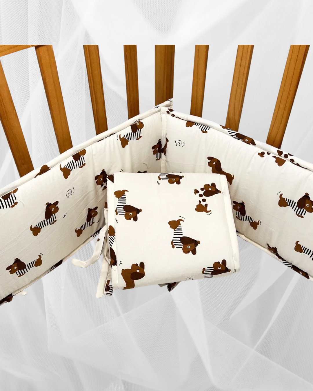 tour de lit chien long tronc marron