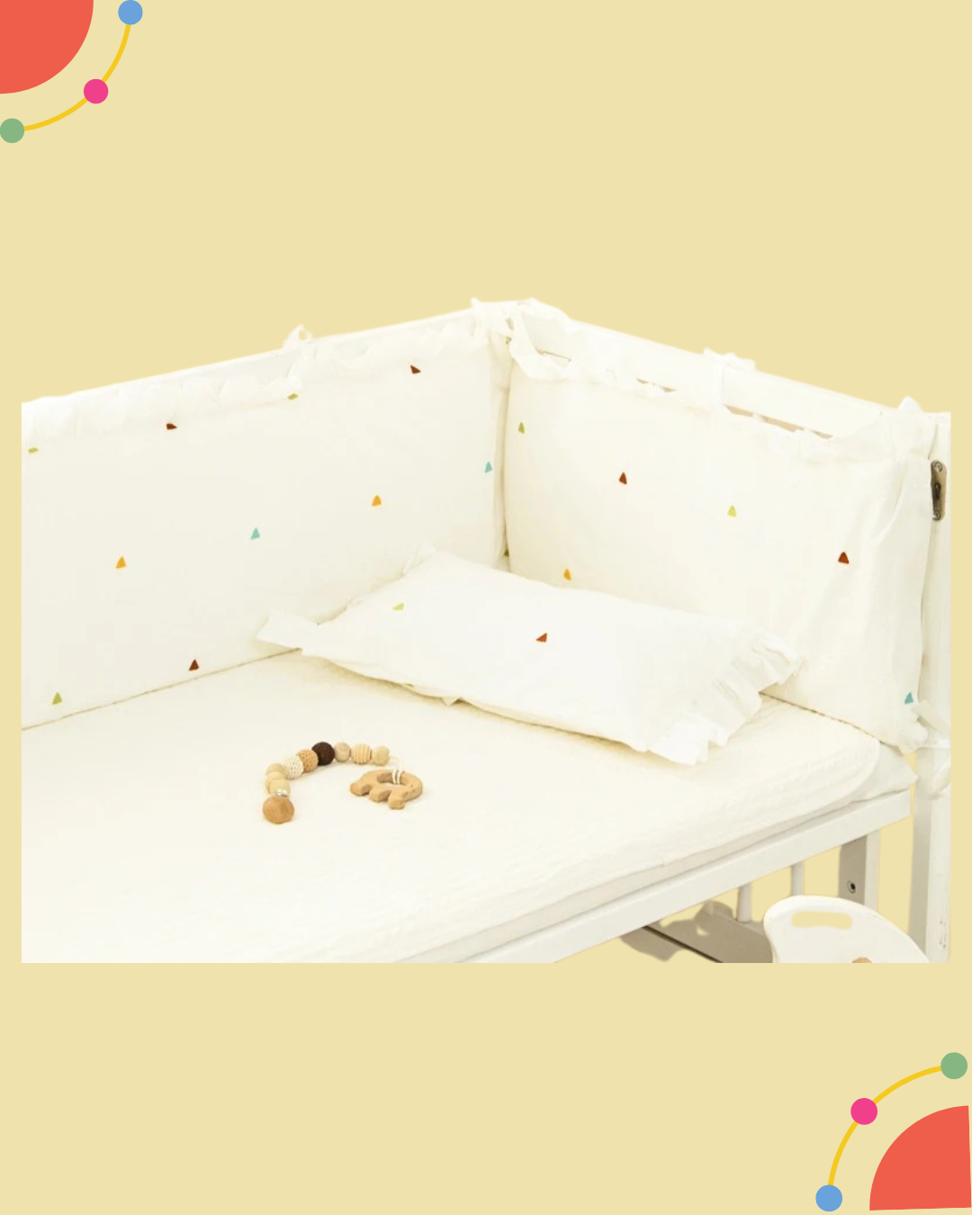 tour de lit coton triangles colores