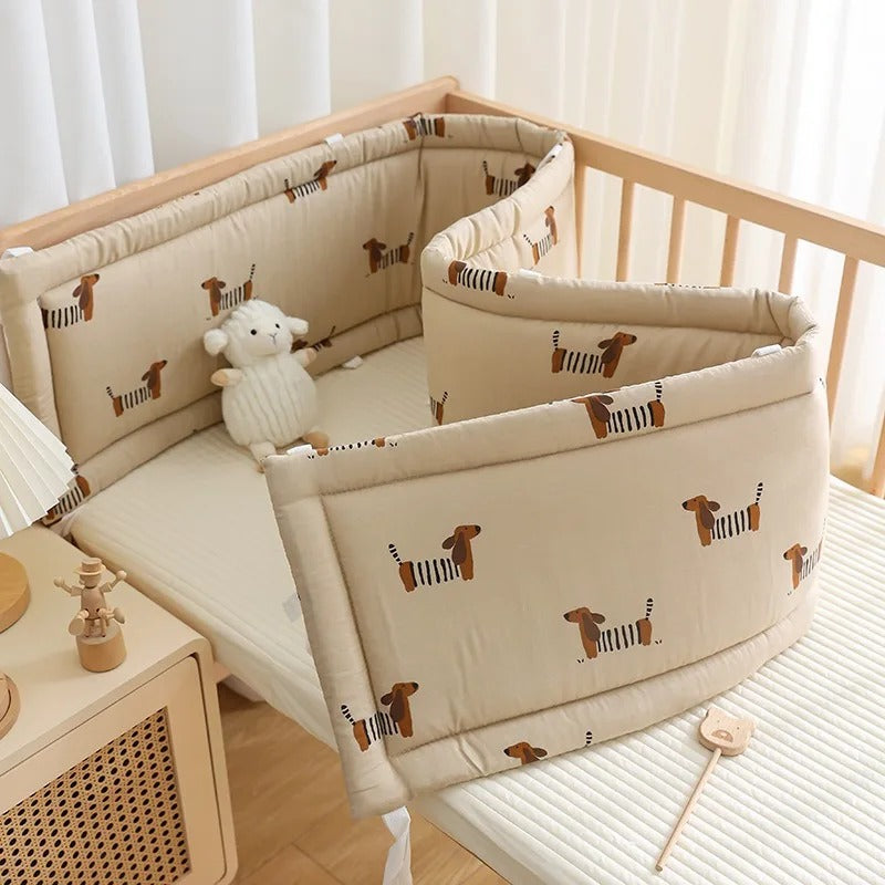 tour de lit motif chien marron non reversible