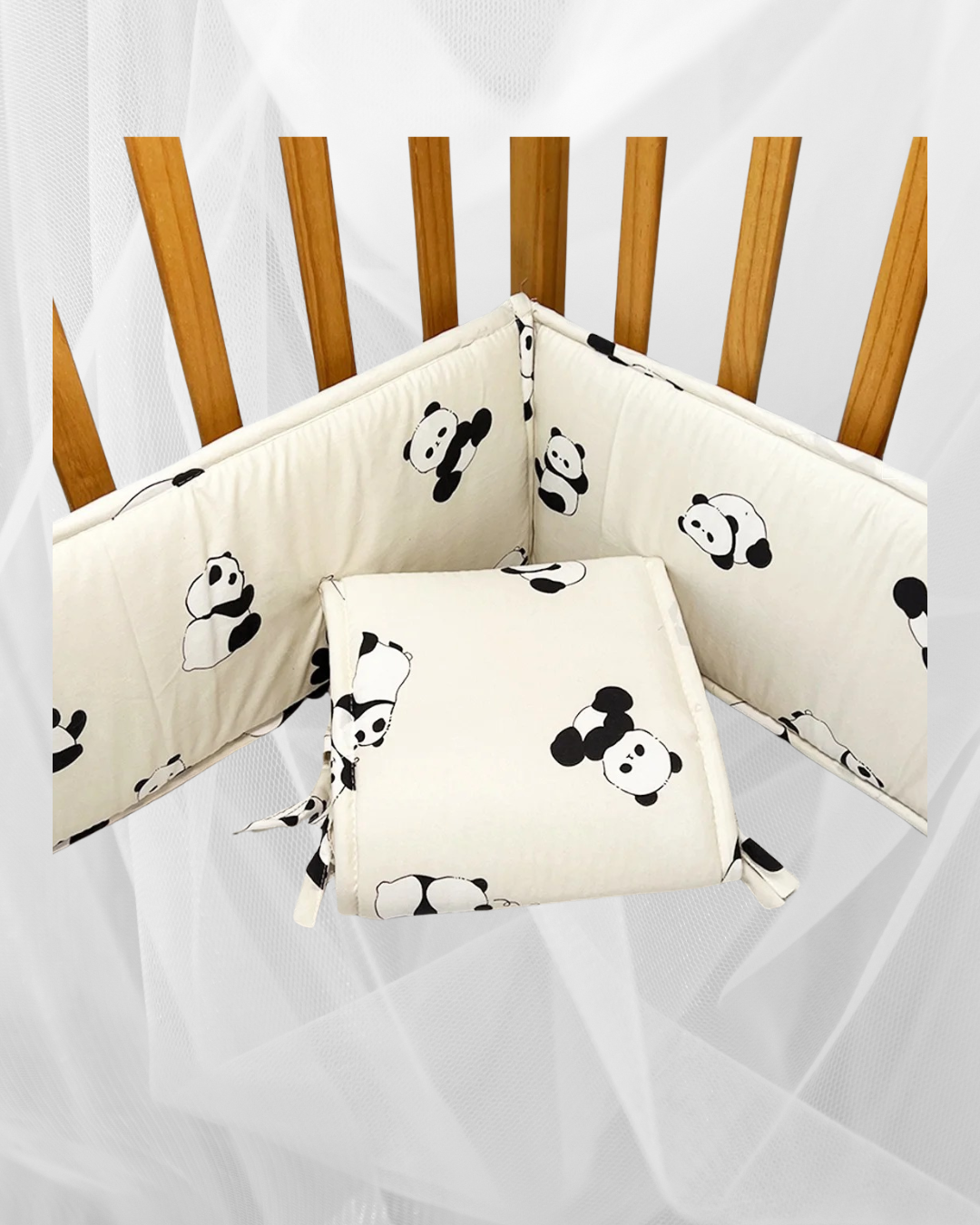 tour de lit petit panda blanc noir