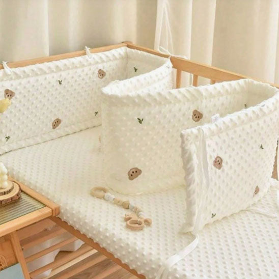 tour de lit presentoir coton bulles polyester tete ours
