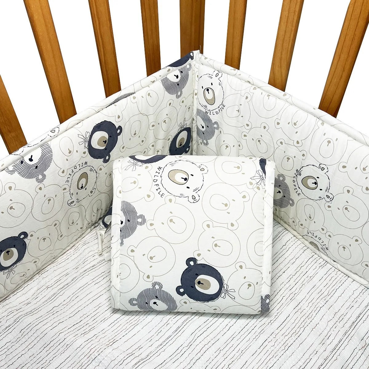 tour de lit tete ours bleu
