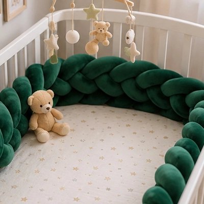 Tresse de lit vert berceau mobilier bebe petit ours