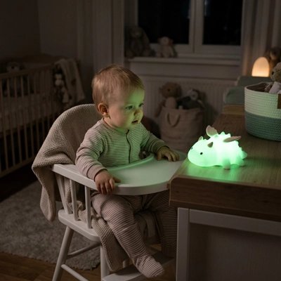 bébé assis chaise haute Veilleuse bébé dragon vert