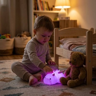 bébé assis chambre joue Veilleuse bébé violet dragon