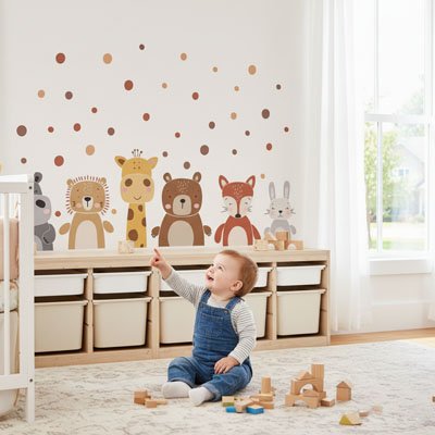 bebe assis emerveille decoration chambre Stickers muraux 