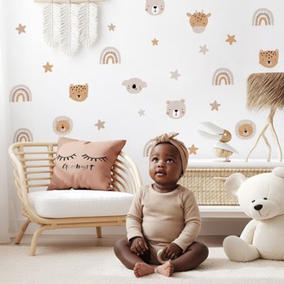 Bébé fille assise chambre Stickers muraux 