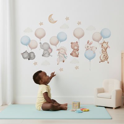 Bebe saais par terre regade Stickers muraux chambre