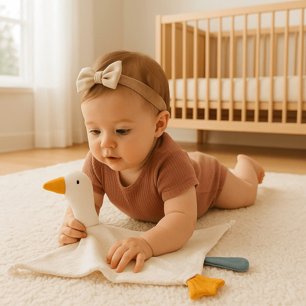bebe amuse doudou plat doudou plat oie blanc