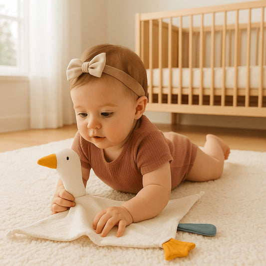 bebe amuse doudou plat doudou plat oie blanc
