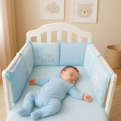 bebe dort berceau tour de lit tete ours