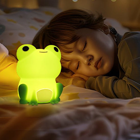 bebe dort veilleuse bebe grenouille verte assise