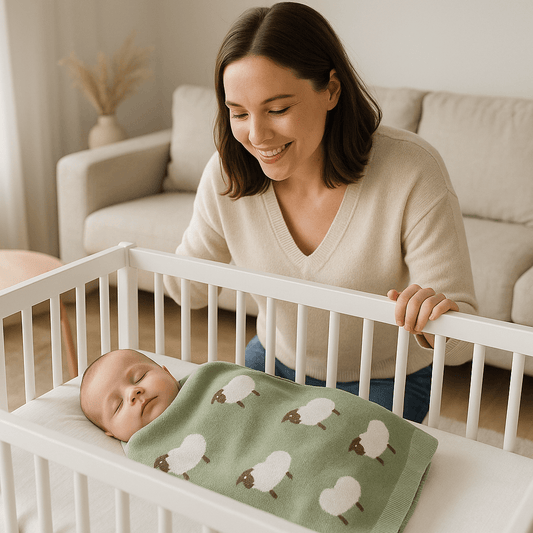 bebe enveloppe couverture respirant vert berceau maman heureuse